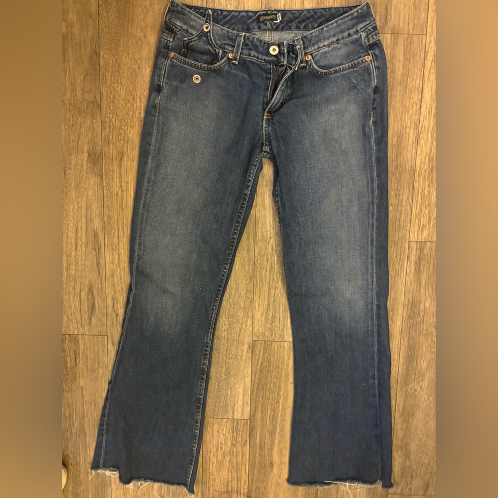 Vintage Y2K Blue Tattoo Flare Low-Rise Jeans